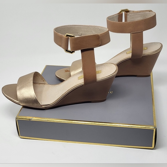 Louise et Cie Ankle Strap Sandle Wedge Shoes 8.5M Fawn/Tan Leather Upper/Lining - Picture 7 of 14